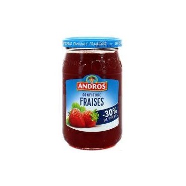 Andros confiture extra de fraises allégée en sucre 350g