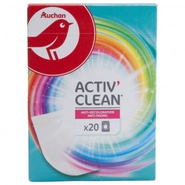 Auchan activ'clean lingettes anti-décoloration x20