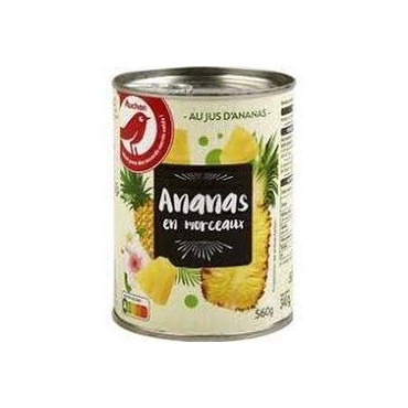 Auchan ananas en morceaux au jus d'ananas 340 g