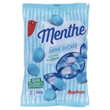 Auchan bonbons menthe sans sucres 150g