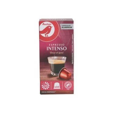 Auchan café 10 capsules Espresso Intenso boisé & épicé 52g