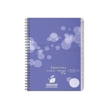 Auchan cahier répertoire spirale 17x22cm 140 pages
