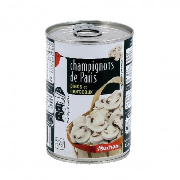 Auchan champignons de Paris pieds et morceaux 230g