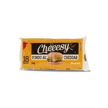 AUCHAN Cheeesy Cheddar en tranche pour hamburger x18 18 tranches 340g