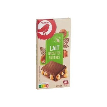 Auchan Choco Lait Noisette Entière 180G
