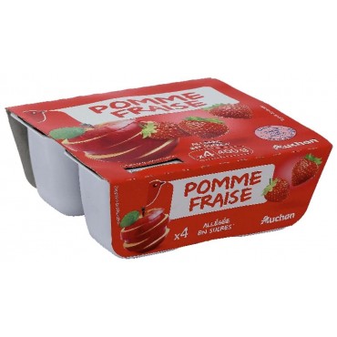Auchan compote pomme/fraise 4x100g