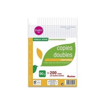 Auchan copies double perfore A4 200 pages
