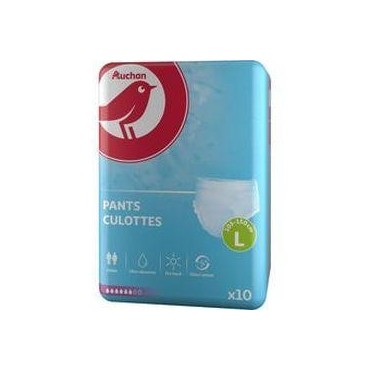Auchan couches culottes adulte size L 105/150cm x10