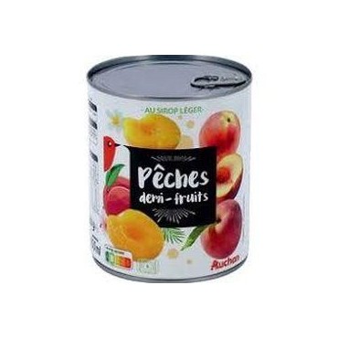 Auchan demi-fruits pêches au sirop léger 475 g