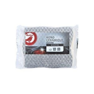Auchan éponge vitrocéramique pour cuisine x2