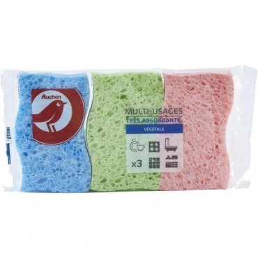 Auchan éponges végétales multi-usages x3