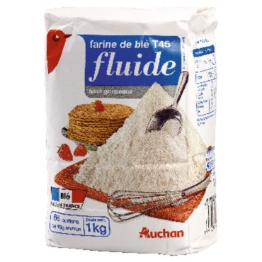 Auchan farine de blé fluide t45 sans grumeaux