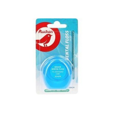 Auchan fil dentaire ciré à la menthe 25 mètres