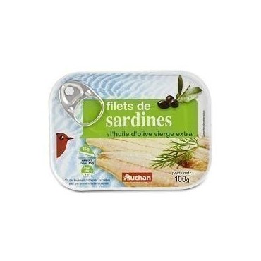 Auchan filets de sardines à l'huile d'olive 100g