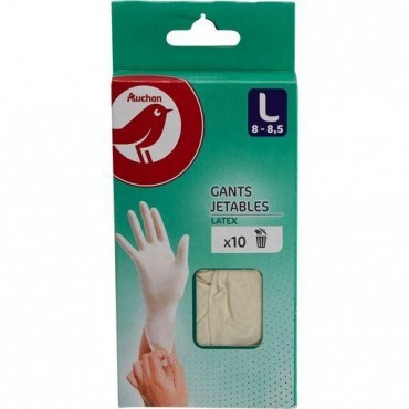 Auchan gants fin latex grande taille L x10