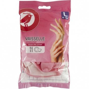 Auchan gants vaisselle antidérapants réutilisables doublure coton...