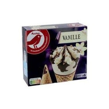Auchan glace 6 cônes vanille 408,6g
