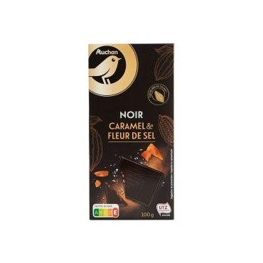 Auchan Gourmet chocolat noir aux éclats de caramel et fleur de sel,...