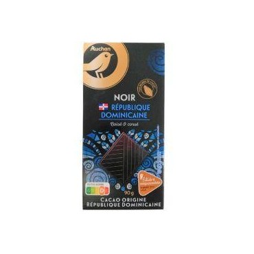 Auchan Gourmet tablette chocolat noir République Dominicaine 90G