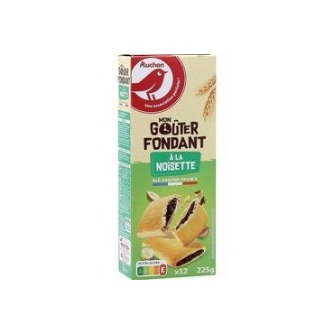 AUCHAN Goûters fondants fourrés à la noisette 12 biscuits 225g