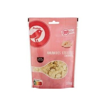 Auchan graines d'amandes effilées émondées 125 g