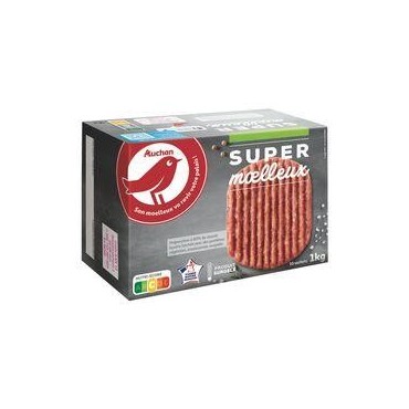 AUCHAN Hachés super moelleux 15% MG 10 pièces 1kg
