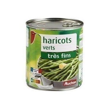 Auchan Haricots Verts Très Fins 4/4 440G