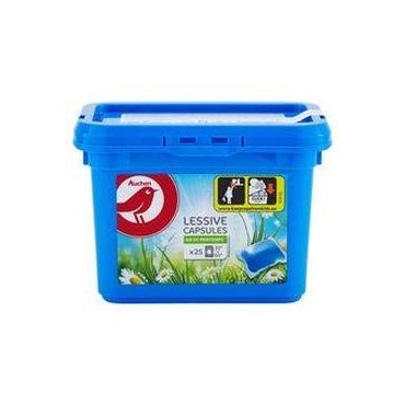 Auchan lessive capsules 100% solubles air de printemps 25x25 g
