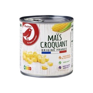AUCHAN Maïs croquant sans résidu de pesticides sans OGM 285g