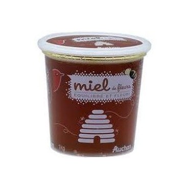 Auchan miel de fleurs équilibré et fleuri 1 kg