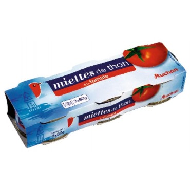 Auchan miettes de thon à la tomate 3x80g