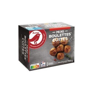 AUCHAN Mini boulettes de bœuf cuites 6 portions 750g