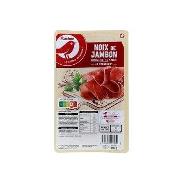 AUCHAN Noix de jambon 8 tranches 100g