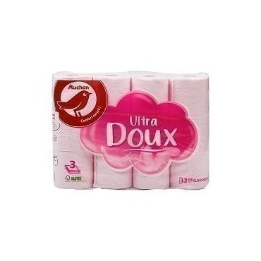 Auchan papier toilette rose 3plis X12