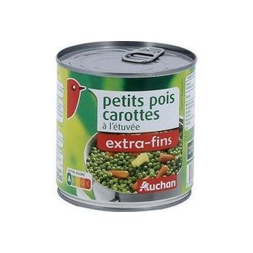 Auchan petit pois carottes à l'étuvée extra fins 530 g