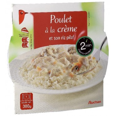 Auchan poulet à la crème et son riz 300g
