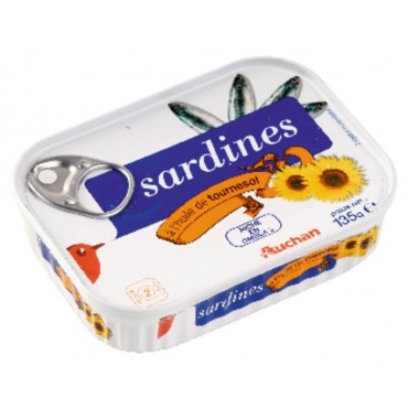 Auchan sardines à l'huile de tournesol 135g