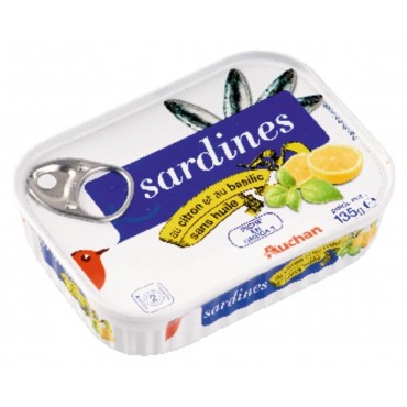Auchan sardines au citron et au basilic 135g