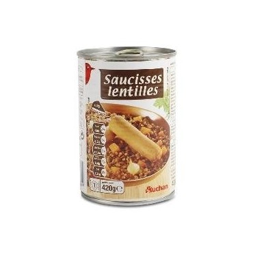 Auchan saucisses lentilles 420g