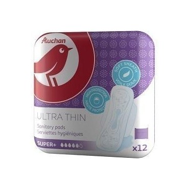 Auchan serviette ultra mince X12