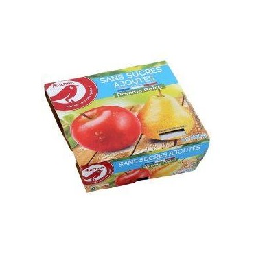 Auchan spécialité de fruits sans sucres ajoutés pomme poire 4x100g