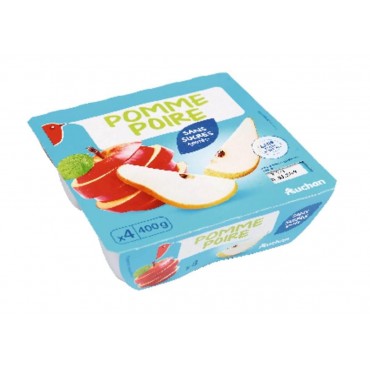 Auchan spécialité pomme poire sans sucre ajouté 4x100g