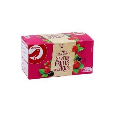 Auchan thé noir saveur fruits des bois x25 sachets