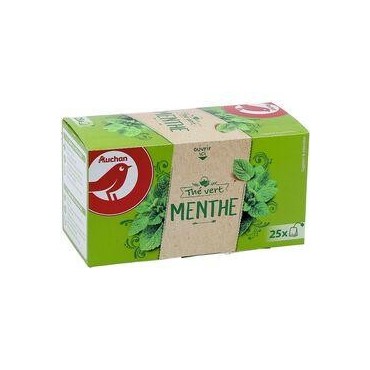 AUCHAN Thé vert à la menthe 25 sachets 40g