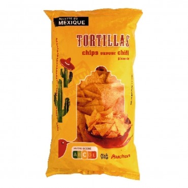 Auchan tortilla chips chili 185g