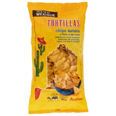 Auchan Tortillas chips nature 185g