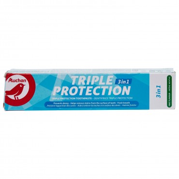 Auchan triple protection dentifrice à la menthe 3en1 75ml