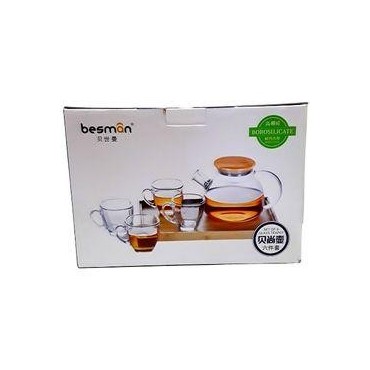 Besman Set de Théière en verre et 4 Tasses