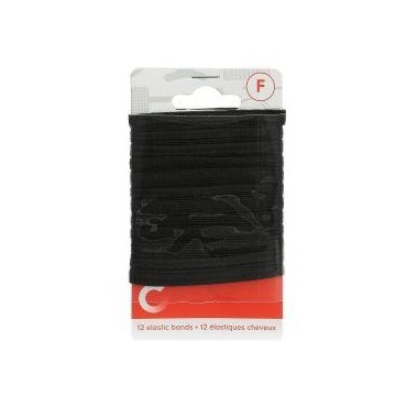 Cosmia 12 élastiques cheveux noir