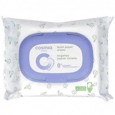 Cosmia baby lingettes papier toilette x50